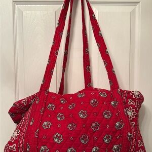 Vera Bradley XL Travel Duffle Bag in the 'Red Bandana' pattern.